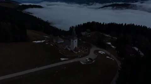 Rural hills emerging from low cloud cover Stock Footage 328493809