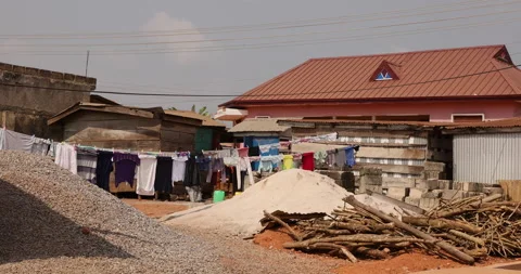 Rural home clothes line outdoors Kumasi , Stock Video