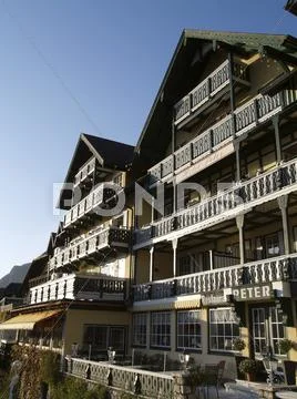 Rural hotel austria balkony holiday tourism Stock Photos