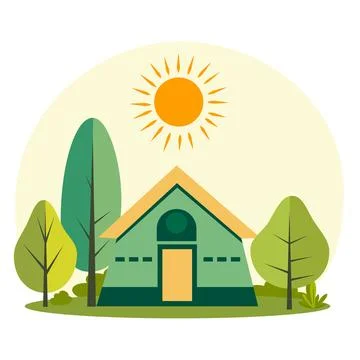 Rural house with eco system clean energy Stock Illustration