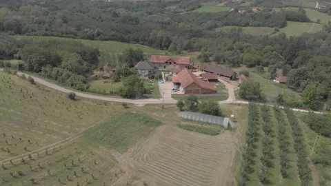 Rural household between fields and orchards 스톡 동영상 138463581