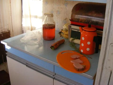 Rural interior of kitchen Stock Photos