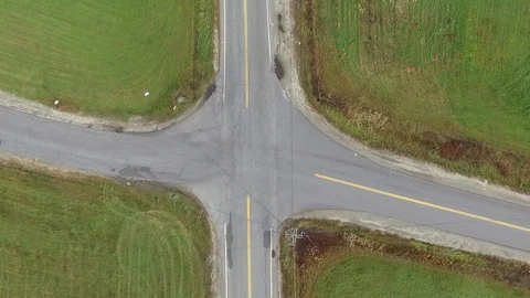 Rural Intersection From Above Video stock 97959172