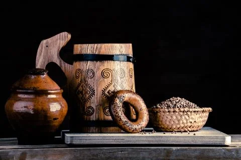 Rural kitchen scene Stock Photos