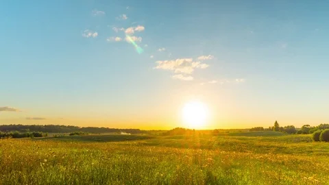 Rural landscape and sunset, time-lapse Stock Footage 78716385