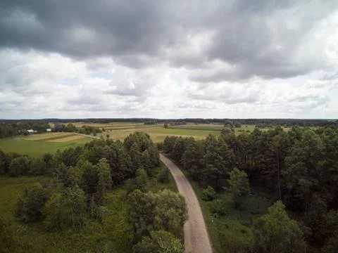 Rural landscape, arable fields and meadows seen from the air, photos from the Stock Photos