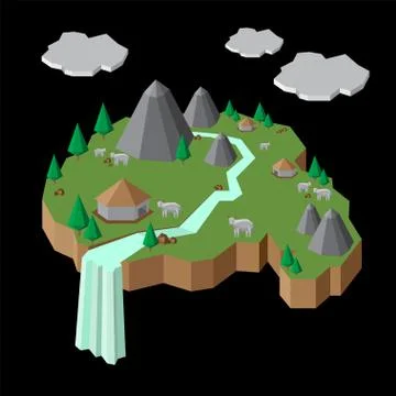 Rural landscape with cow, Float 스톡 일러스트