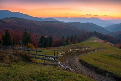 Rural landscape at dusk Stock Photos