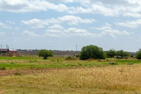Rural landscape with a farm Stock Photos