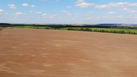 Rural landscape. Fields to the horizon. View from above Видео 94420100