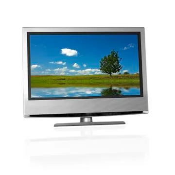 Rural landscape on flat screen tv Stock Illustration