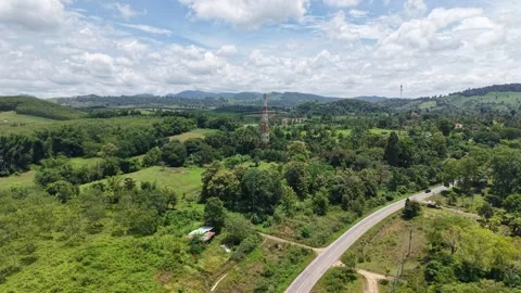 Rural Landscape with Greenery and Cloudy Sky Stock Footage 316360106