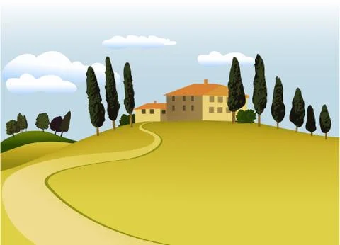 Rural landscape Stock Illustration