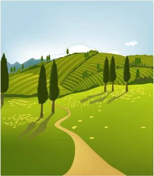 Rural landscape Stock Illustration