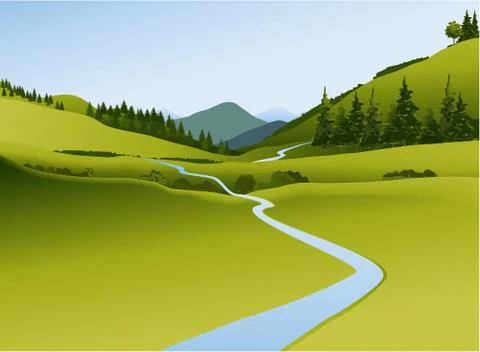 Rural landscape Stock Illustration