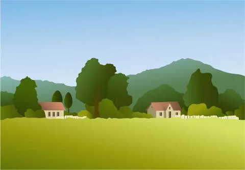 Rural landscape Stock Illustration