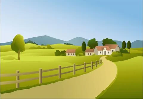 Rural landscape Stock Illustration