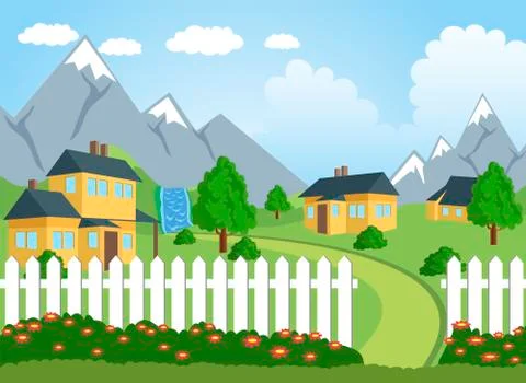 Rural landscape Stock Illustration