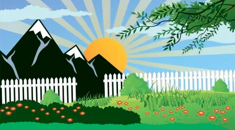 Rural landscape Stock Illustration