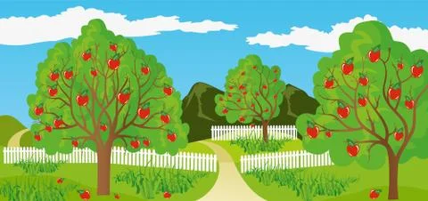 Rural landscape Stock Illustration