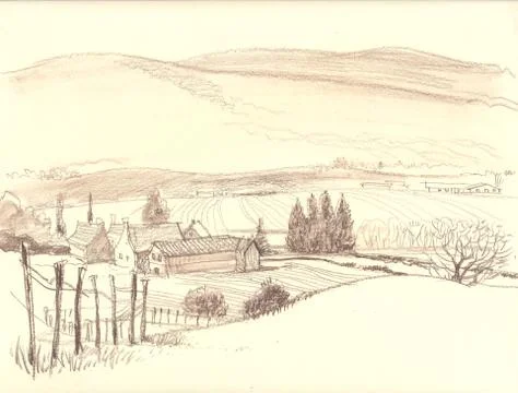 Rural landscape Stock Illustration