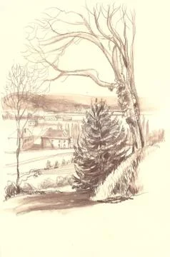 Rural landscape Stock Illustration