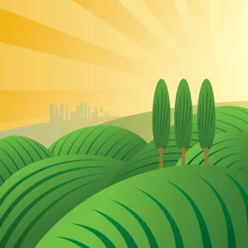 Rural landscape Stock Illustration