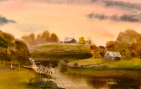 Rural landscape Stock Illustration