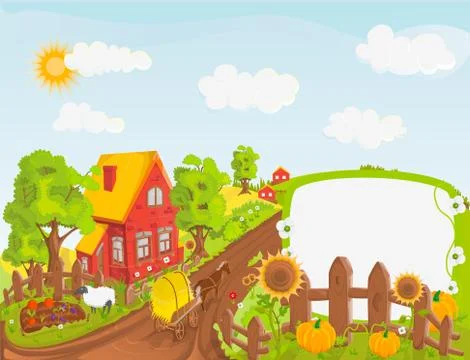 Rural landscape Stock Illustration