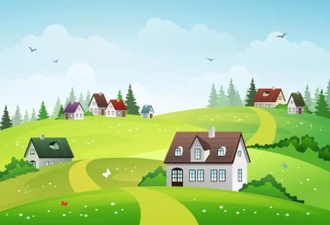 Rural landscape Stock Illustration