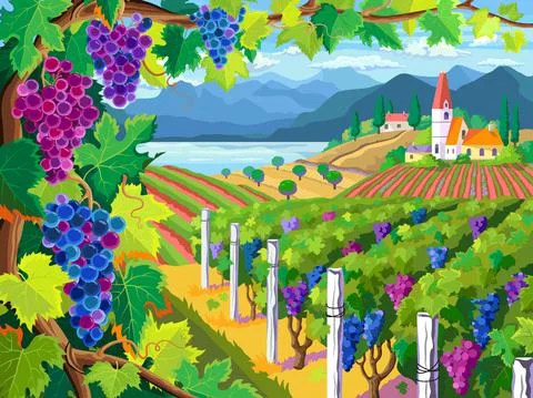 Rural landscape Stock Illustration