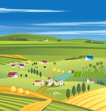 Rural landscape, Stock Illustration
