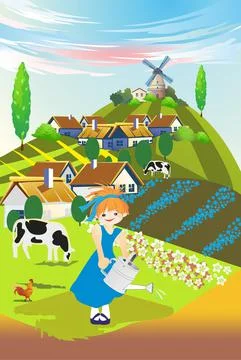 Rural landscape, Stock Illustration