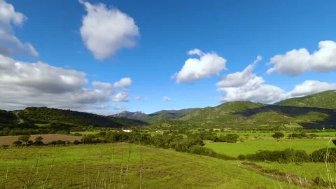 Rural landscape from mountain to plain Stock Footage 144983871
