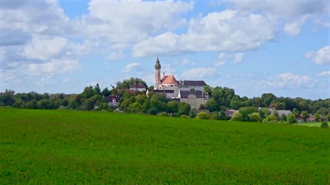 Rural landscape near Andechs Monastery Vídeos de archivo 345081676