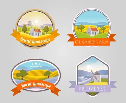 Rural Landscape Set Illustration