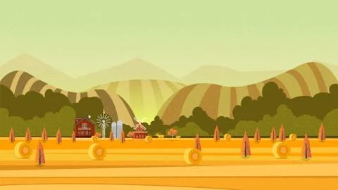 Rural landscape. Vector illustration Stock Illustration