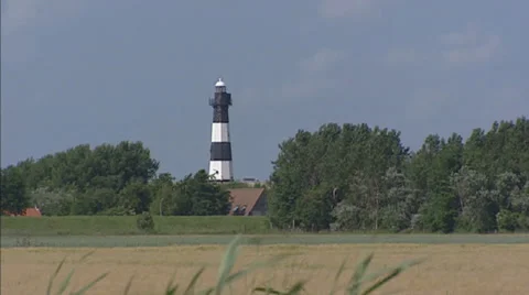 Rural landscape zoom in - lighthouse Stock Footage 24491275