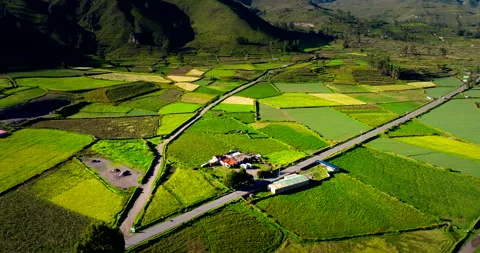 Rural Landscapes, Green Valleys, Patchwork fields, Peruvian Countryside Stock-Footage 336023079