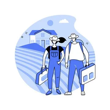 Rural migration abstract concept vector illustration. Stock Illustration