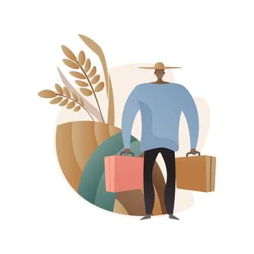 Rural migration abstract concept vector illustration. Illustrazione stock