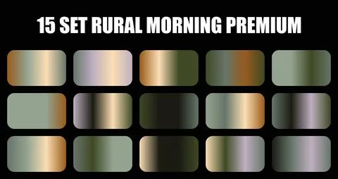 Rural morning premium gradient set featuring soft earthy tones and metallic Stock Illustration