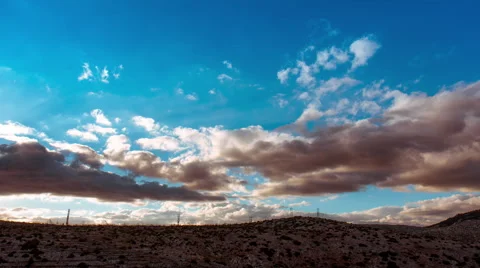 Rural mountain landscape sunset tmelapse,clouds above bare rocky hills Stock Footage 67730271