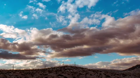 Rural mountain landscape sunset tmelapse,clouds above bare rocky hills Stock Footage
