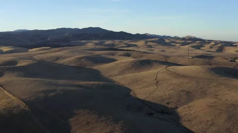 Rural Open Range Ranch Land, Crows Landing, California Drone Aerial View Stock Footage 145922801