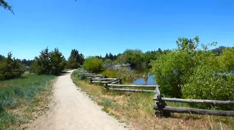 Rural Path, Pond and Log Fence Video stock 39647275