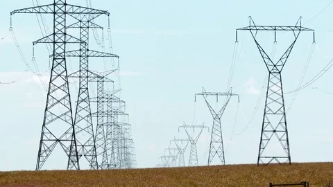 Rural power lines Stock Footage 80400516