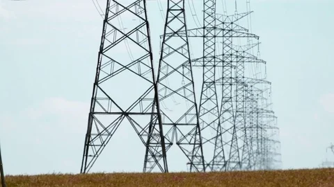 Rural power lines Stock Footage 80400824