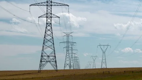 Rural power lines Stock Footage 80400875