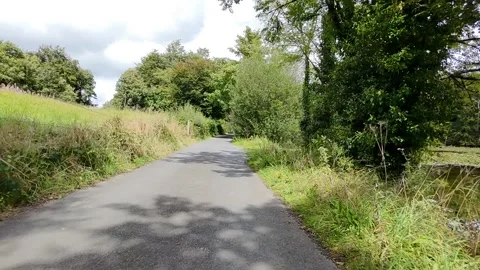 Rural Road Along Tree Lined Waterway Vídeo Stock 333336985